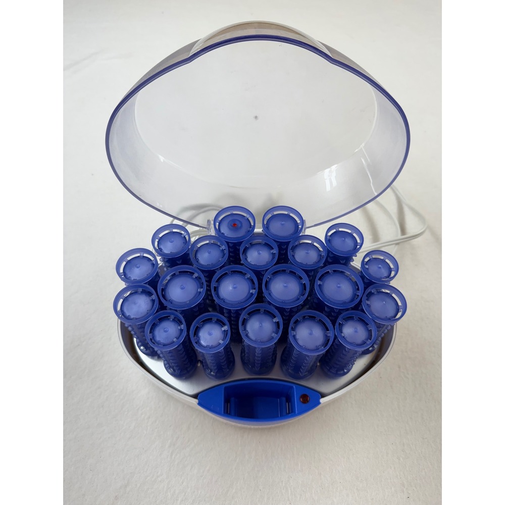 Remington H-1080I Ionic Hair Setter 20 Velvet Rollers Blue White Hot Roller Set